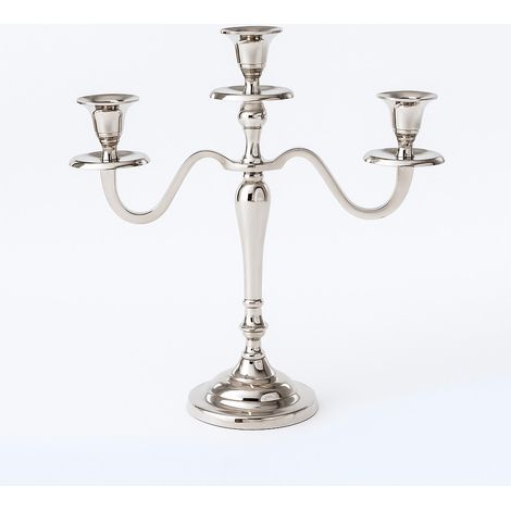 Dreiarmiger Kerzenleuchter, silber, 30 cm