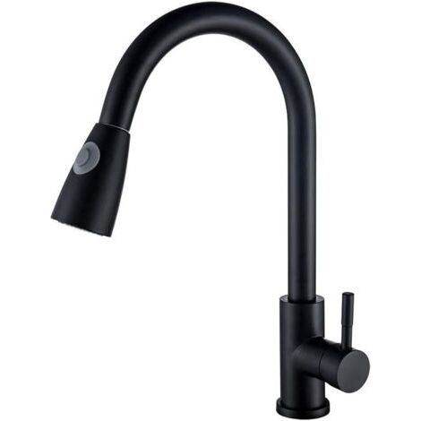 Robinet de Cuisine Extensible, Robinet de Cuisine, Robinet Rétractable, Mitigeur Cuisine Pivotant à 360 °, pour Évier de Cuisine, 2 Modes de Sortie d'Eau (Chaud Et Froid) (1/5)