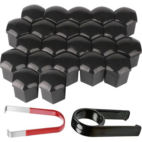 22pcs Boulon Ecrou Couvre,Capuchons Protection Hexagonal pour écrous de Roue,avec Outil Demontage(Noir)(Diamètre interne 19mm) (1/5)