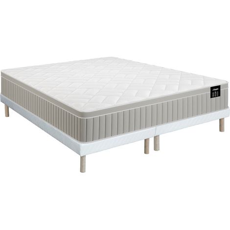 Ensemble 180 x 200 cm sommier tapissier + matelas mousse et gel à mémoire de forme 7 zones ép 22cm - SOMIRA de YSMÉE (1/5)