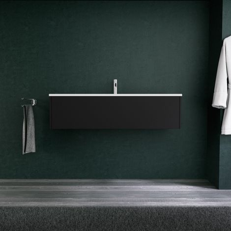 Inda - Badezimmerschrank 1 Schublade L.120 mit mattem Waschbecken / Mattschwarz - diamante
