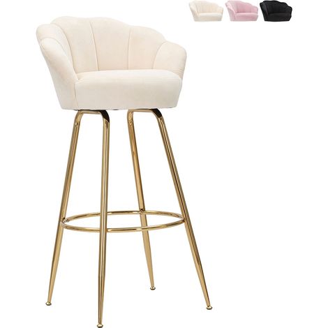 Taburete de bar mauro ferretti terciopelo crema 90 cm (1/5)
