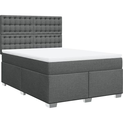 Maison Exclusive - Giroletto a Molle con Materasso Grigio Scuro 160x200 cm Tessuto