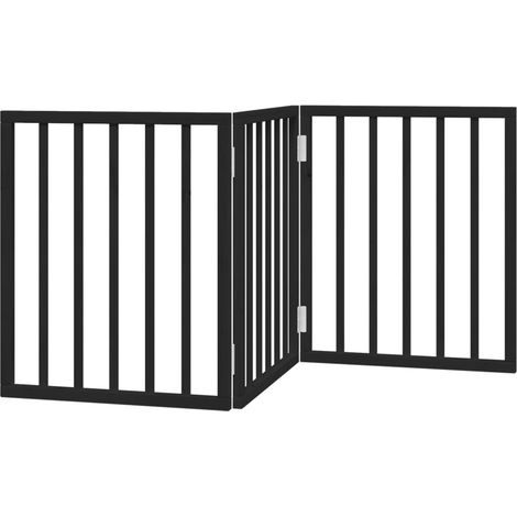 Barrière pour chien pliable 3 panneaux noir bois de peuplier CFW65415 (1/5)