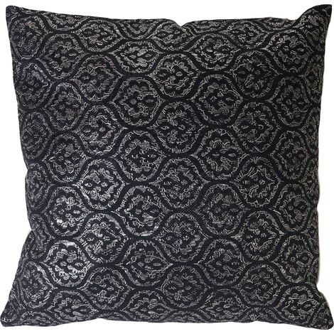 Coussin de décoration, aspect baroque, coussin avec bourrage, noir, effet brillant 45x45cm (1/4)