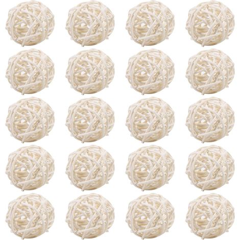 20 bolas decorativas de ratán blanco para bodas y Navidad. (1/5)