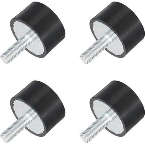 Threaded Rubber Mounts M6 Vibration Isolators Cylindrical Damper with Rods 25 x 15 mm 4 Pieces (1/5)