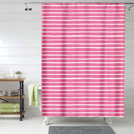 Rideau de douche flamant rose et feuilles, tissu imperméable salle de bain, 90x180 cm (1/5)