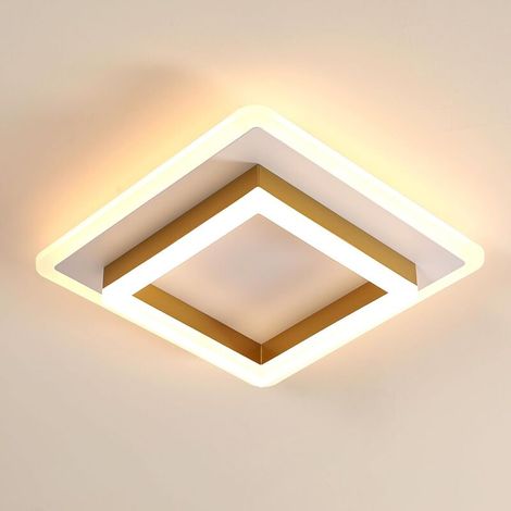 COMELY Plafoniera LED moderna, 30W 3600LM, design geometrico, lampada da soffitto in acrilico dorato per camera da letto, cucina, corridoio, bianco caldo 3000K (1/5)