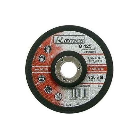 Ribitech - Disque Abrasif Ø125 Tronçonner Acier Déporté 125X3,2X22,2 (1/2)