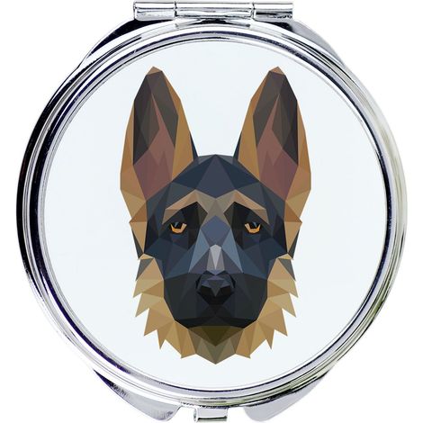 Pastore tedesco, Alsaziano I - specchio con foto e iscrizione geometrica di Art-Dog (1/3)