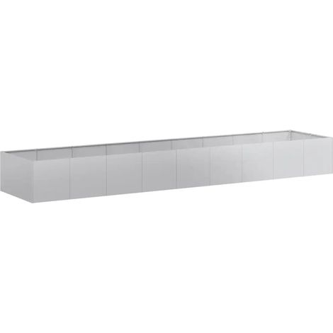 Jardinière rectangulaire décorative jardin terrasse 360 x 80 x 40 cm en acier galvanisé (1/5)