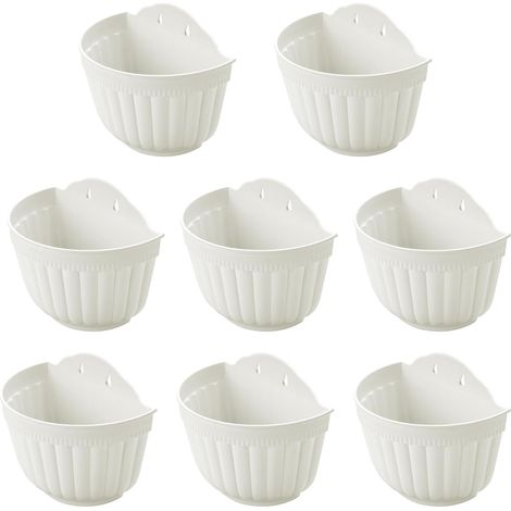 8 Pots de Fleurs en résine à Suspendre au Mur Vertical pour Jardin, Salon, fenêtre, intérieur ou extérieur, pour Cuisine, Herbes aromatiques, Balcon, Balustrade, étagère, clôture, Treillis décoratif