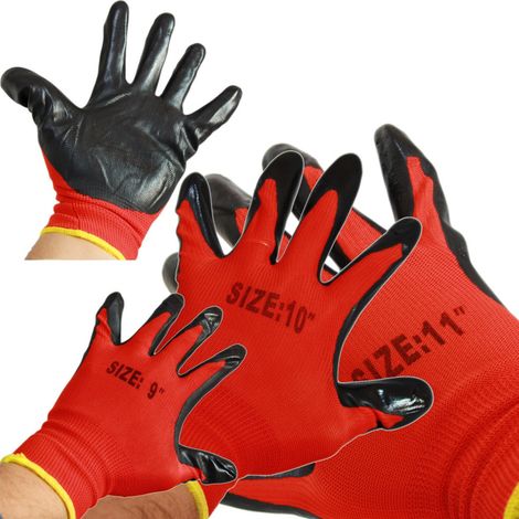 Trade Shop - 12 Paia Di Guanti Da Lavoro Spalmati Nylon Nitrile Disponibili In 9''10''11'' -