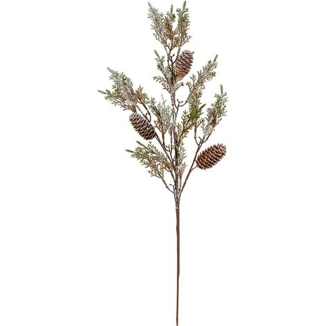 Medium Frosted Cypress Fir Branch Spray with Pinecones - Plastic - L17 x W17 x H48 cm - Green