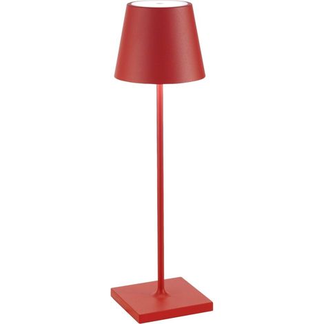 Zafferano Poldina Pro Lampada da tavolo LED Wireless Ricaricabile Dimmer touch 2700K-3000K IP65 Uso Interno/Esterno h.38cm - Rosso