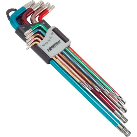 Kugelkopf-TX-Stiftschlüsselsatz 9-tlg. TX10-TX50 lang