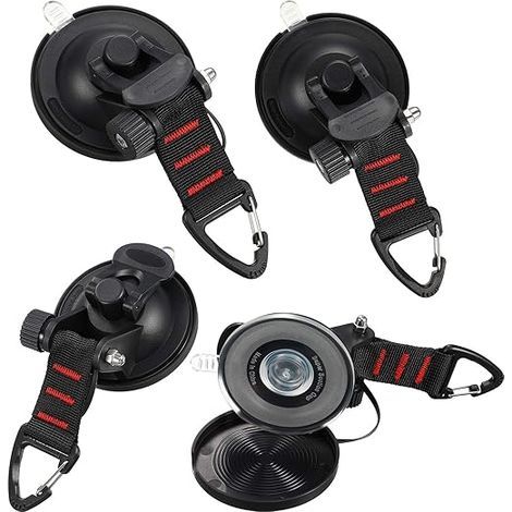 4 Pieces Suction Cup Anchor with Tie-Down Hook, Suction Cup Awning Fixing Hook for Car Side Tents, Camping Tarp Accessory (1/4)