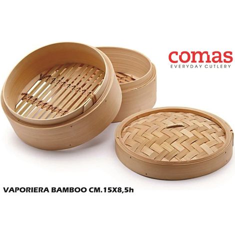 Comas vaporiera 2 sezioni in bambù naturale 15x8.5 cm