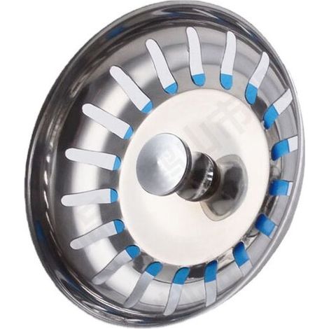 Bonde d'évier 80 mm - Bonde universelle en acier inoxydable, bouchon à panier escamotable, embouts de 32 et 25 mm - Compatible lave-vaisselle, anti-obstruction et anti-débordement (1/4)