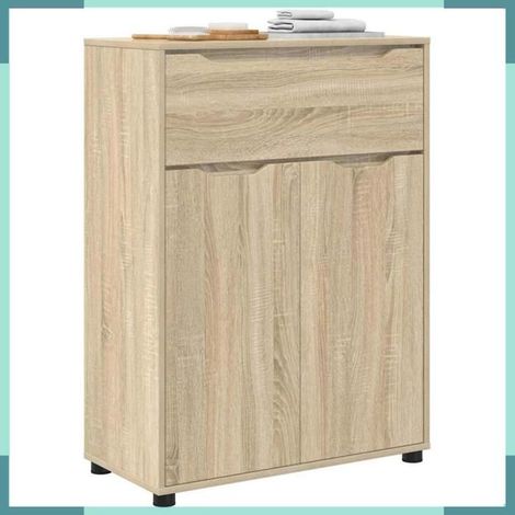 Meuble de salle de bain - 888769 - Chêne sonoma - 72,5x36,5x100 cm - Avec tiroir & 2 étagères (1/5)