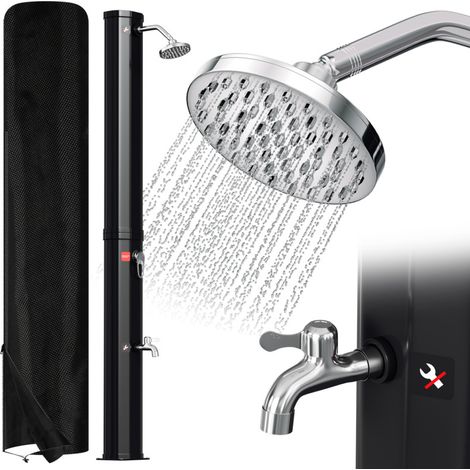 SWANEW Doccia solare con doccia a pedale Doccia estiva Doccia per piscina Doccia per giardino Doccia a mano 35L con parapioggia Nero (1/5)