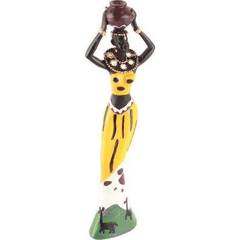 Statuette Africaine Femme en Résine, Sculpture Décorative pour Bureau et Intérieur