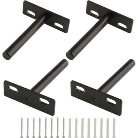 [NEVER USED] Set of 4 3-inch Floating Shelf Brackets, Heavy Duty Blind Shelf Brackets, Hidden Wall Mounts for Wooden Floating Shelves, Black - Wall Shelf