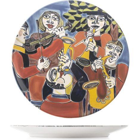 Set de 6 Assiettes à Dessert en Stoneware Décoré, Ø 20 cm, Lavables au Lave-Vaisselle et Adaptées au Micro-ondes (1/3)