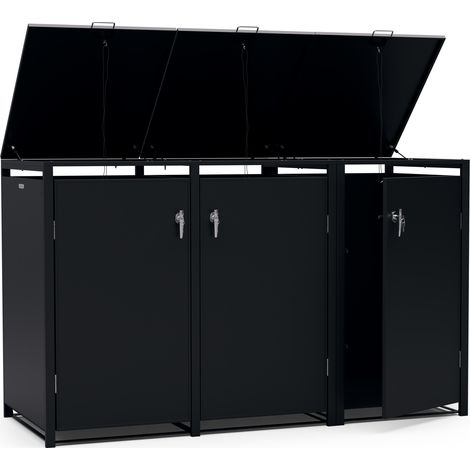 Blumfeldt BinSafe caja de basura 3 papeleras 240 L resistente a la intemperie con cerradura acero galvanizado (1/5)