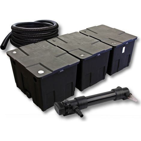 SunSun Kit complet: CBF-350C Filtre de bassin jusqu'à 90000 L Biologique, CUV-636 lampe uv UVC Clarificateur avec 36W, 5m Tuyau 25 mm (1")