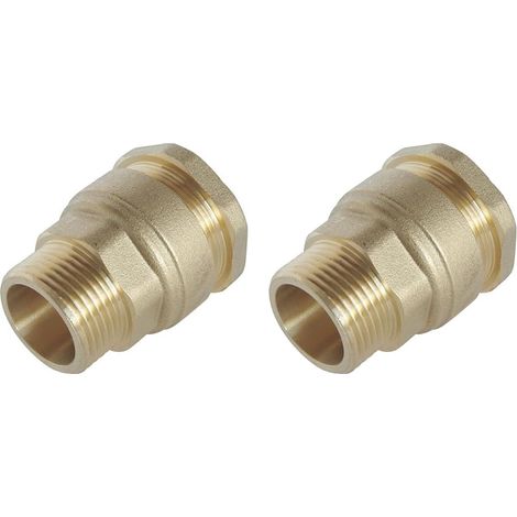 Satz mit 2 geraden Messingfittings für PE-Rohre D25 M26/34 mit EPDM-Dichtung für Sanitärinstallationen (1/3)