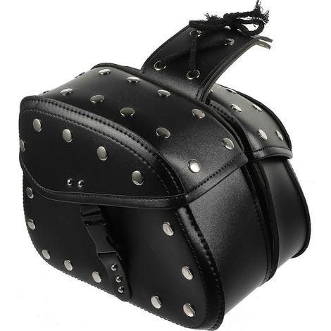 Sacoche latérale noire pour moto, sac de rangement avec coutures renforcées (2 pièces) (1/5)