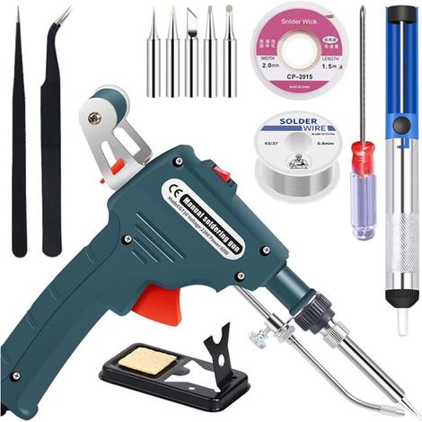 Kit de soldador de 60 W, pistola de soldadura electrónica automática con bomba desoldadora, pinzas y pistola desoldadora portátil para joyería, bricolaje y reparación de PCB. (1/5)