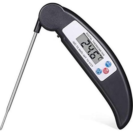 Termómetro digital plegable con sonda para alimentos, barbacoa, carne, cocina, agua y aceite. Herramienta de medición negra. (1/5)