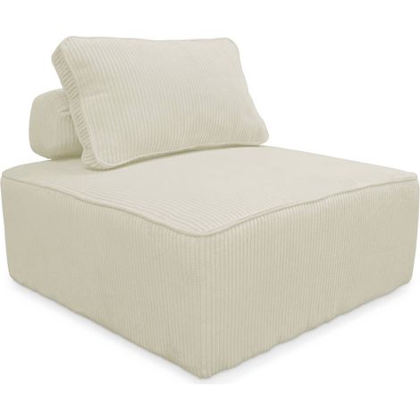 sweeek - Sessel ohne Armlehne mit Cordbezug für ein modulares Sofa, Cord, Creme