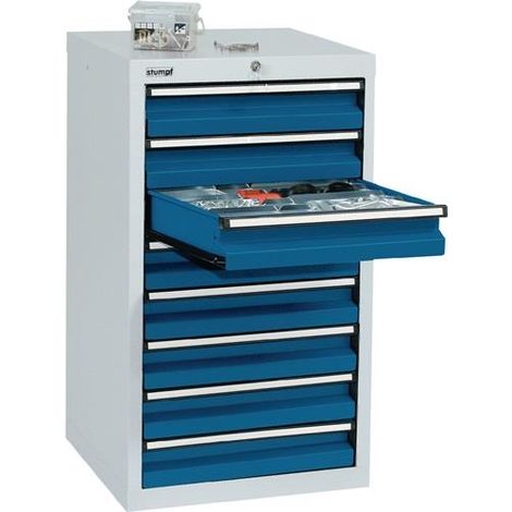 Stumpf Schubladenschrank Serie STS 410, 8 Schubladen lichtgrau (8x100mm) (1/2)