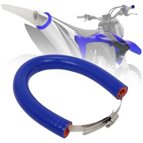BUNTHAUS Silencieux universel pour moto, diamètre 90-145 mm, avec anneau de protection réglable, compatible avec les modèles YZ, YZF, WR, TTR, PW, TC, TE et TX 250, 300 et 450 (bleu). (1/5)