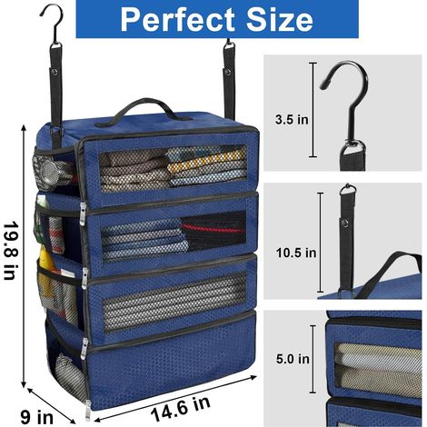 Organiseur de valise, organiseur de bagages de voyage portable à suspendre, étagères de voyage pliables à suspendre pour valise à main,style moderne (1/5)