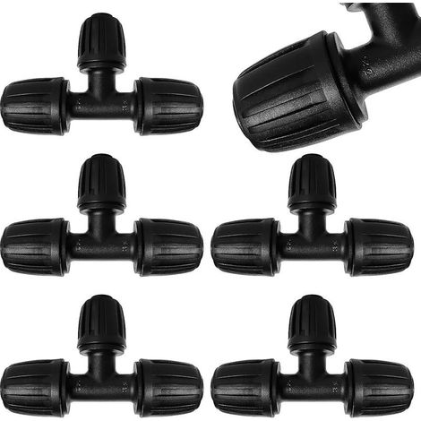 5 Pièces Connecteur de Tuyau en T Barbelé, 3-Voies Raccord de Tuyau D'Irrigation pour Tube 15/20 mm à 13/16 mm, Connecteur d'Irrigation Goutte à Goutte à 3-Voies pour Jardin, Pelouse (1/5)
