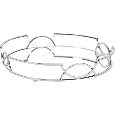Plateau - HOME DECO FACTORY - Miroir - Argenté - Rond - D30 cm (1/2)