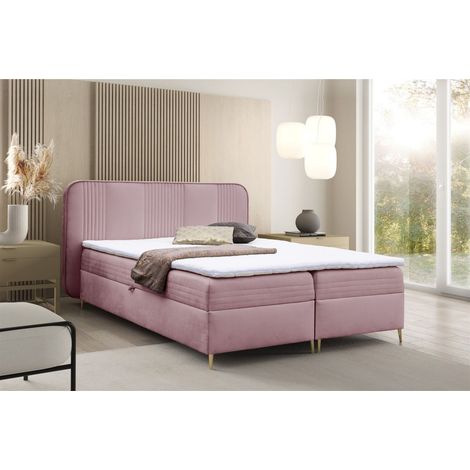Boxspringbett Schlafzimmerbett ALIZE 120x200cm Stoff Fresh Altrosa (1/5)