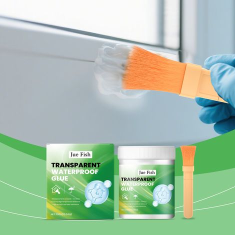 Transparente, wasserdichte Beschichtung für Badezimmer, kein Mauerwerk erforderlich, glatte Anwendung, beständig gegen Vergilbung, Kälte und Hitze – 300 g x 1 + Pinsel x 1 -- DTEKGAZ (1/5)