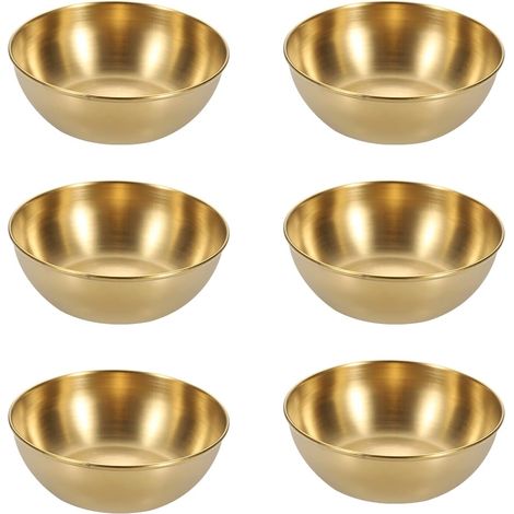 6-teiliges Set kleiner Schälchen aus Gold und Edelstahl, Dipschalen, Saucenschälchen aus Holz, runde Saucenbecher, Mini-Schälchen in Gold für Beilagen und Vorspeisen, 8,2 x 2,7 cm (1/5)