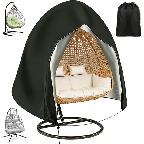 Housse de Chaise Suspendue, Housse de Fauteuil Suspendu de Jardin Tissu Oxford 210D, Housses de Protection pour Œufs Imperméable Anti-UV Extérieur avec Fermeture Éclair et Cordon (230200CM)