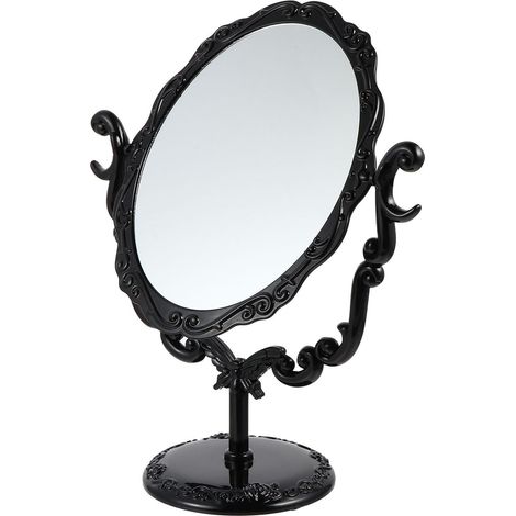 Miroir de Maquillage Vintage Rotatif Noir Miroir Rétro de Bureau Décoratif Cosmétique Stable et Pratique pour Maquillage Quotidien Accessoire Beauté Élégant (1/5)