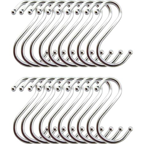 Crochet S Acier Inoxydable, Crochet Cuisine Crochets en Forme de S Suspension Accroche Ustensiles de Cuisine(Lot de 20) (1/4)