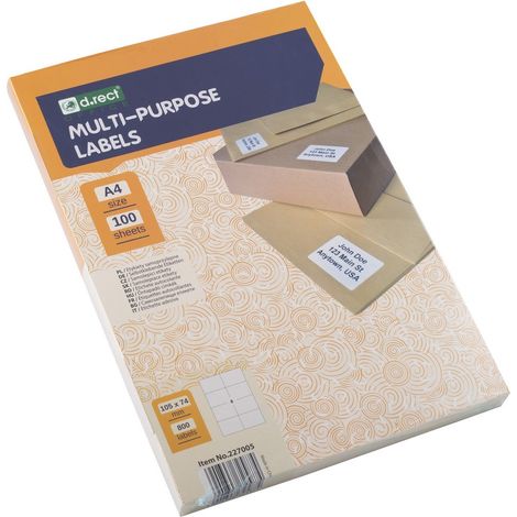 Etichette autoadesive rettangolari formato A4, 8 pezzi, 105x74 cm, 100 fogli (1/2)