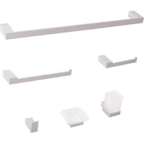 Badaccessoires Set 6-teilig TUMACO mit Handtuchstangen und -haken Silber (1/5)