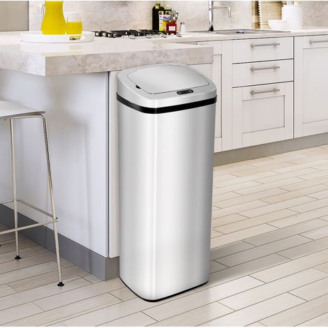 Pattumiera automatica con sensore 67L acciaio inox OKMYHOME (1/4)